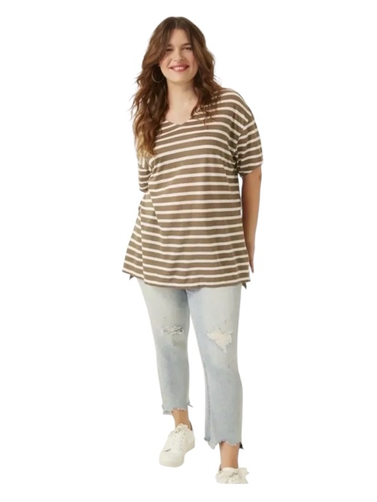 Tops - East Adeline Striped V-neck Tunic Top T-shirt Tee 2X Dia & Co Plus Size NWT New